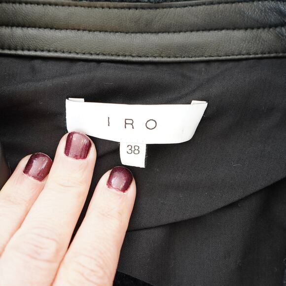 IRO AWA PERMANENT COLLECTION LEATHER TRIMMED WOOL Womens Wool Jacket Size 38 M - Picture 5 of 11